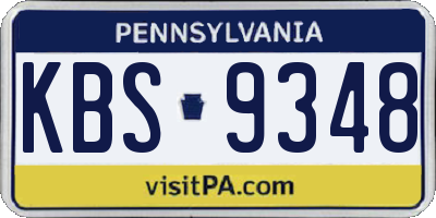 PA license plate KBS9348