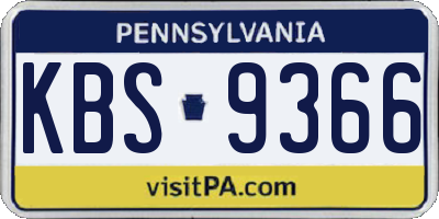 PA license plate KBS9366