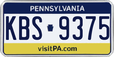 PA license plate KBS9375