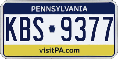 PA license plate KBS9377