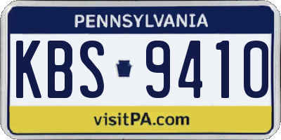 PA license plate KBS9410