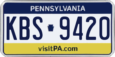 PA license plate KBS9420