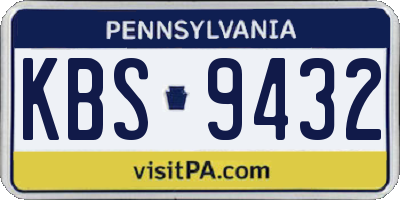 PA license plate KBS9432