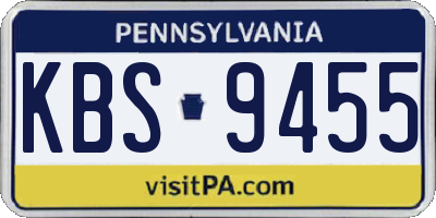 PA license plate KBS9455