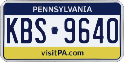 PA license plate KBS9640