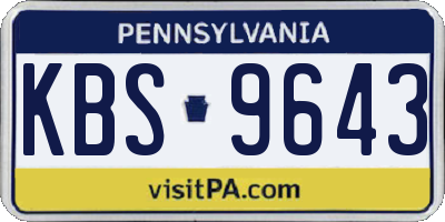 PA license plate KBS9643