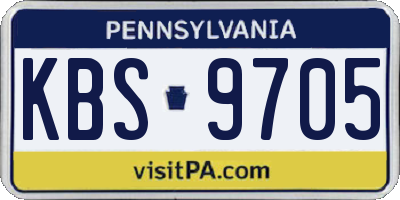 PA license plate KBS9705