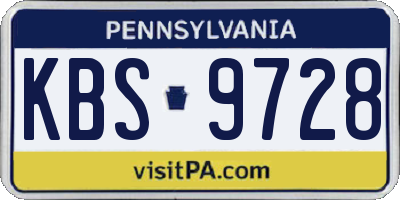 PA license plate KBS9728