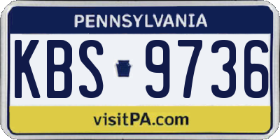 PA license plate KBS9736