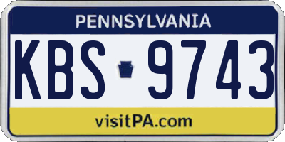 PA license plate KBS9743