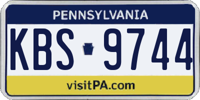 PA license plate KBS9744