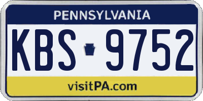 PA license plate KBS9752