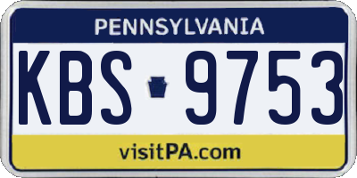 PA license plate KBS9753