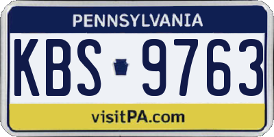 PA license plate KBS9763