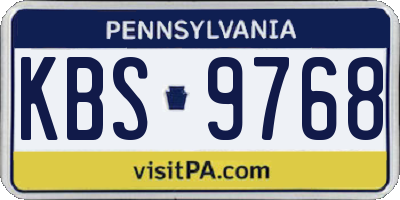 PA license plate KBS9768