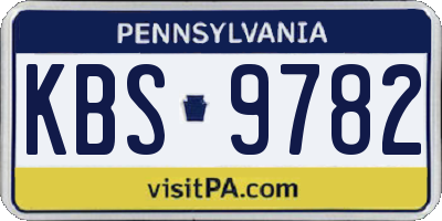 PA license plate KBS9782