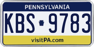 PA license plate KBS9783