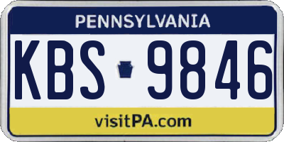 PA license plate KBS9846