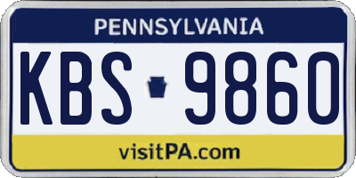 PA license plate KBS9860