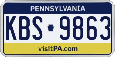 PA license plate KBS9863