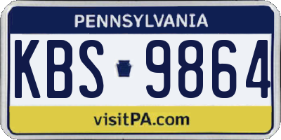 PA license plate KBS9864