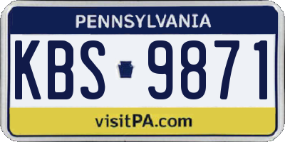 PA license plate KBS9871
