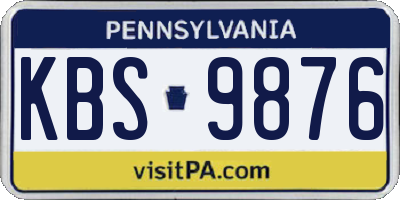 PA license plate KBS9876
