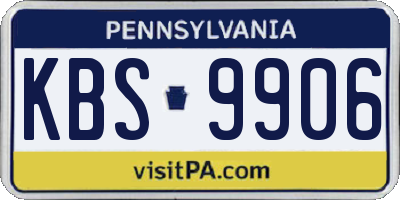 PA license plate KBS9906