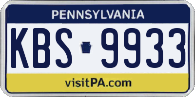 PA license plate KBS9933