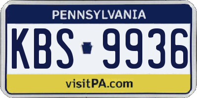 PA license plate KBS9936