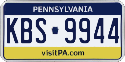 PA license plate KBS9944