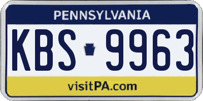 PA license plate KBS9963