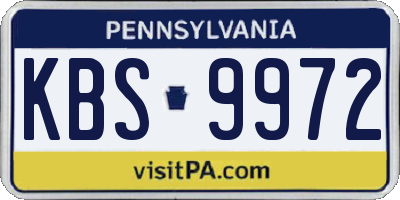 PA license plate KBS9972