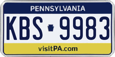 PA license plate KBS9983