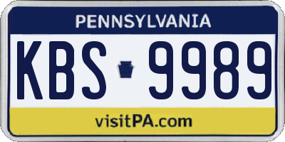 PA license plate KBS9989