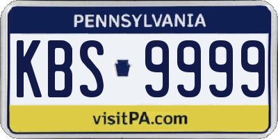 PA license plate KBS9999