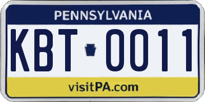 PA license plate KBT0011