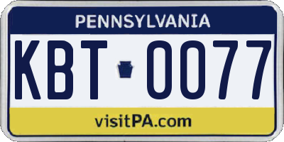PA license plate KBT0077