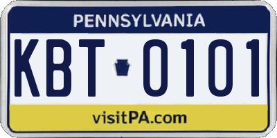 PA license plate KBT0101