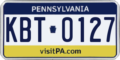 PA license plate KBT0127