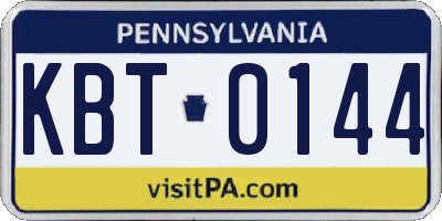 PA license plate KBT0144