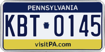 PA license plate KBT0145