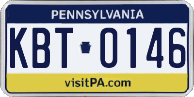 PA license plate KBT0146