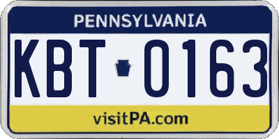 PA license plate KBT0163