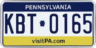 PA license plate KBT0165