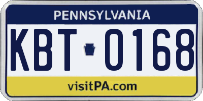 PA license plate KBT0168