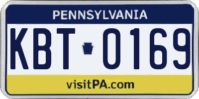 PA license plate KBT0169