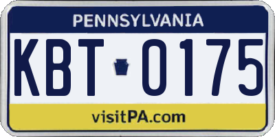 PA license plate KBT0175