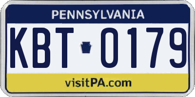 PA license plate KBT0179