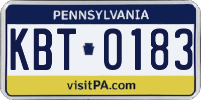 PA license plate KBT0183